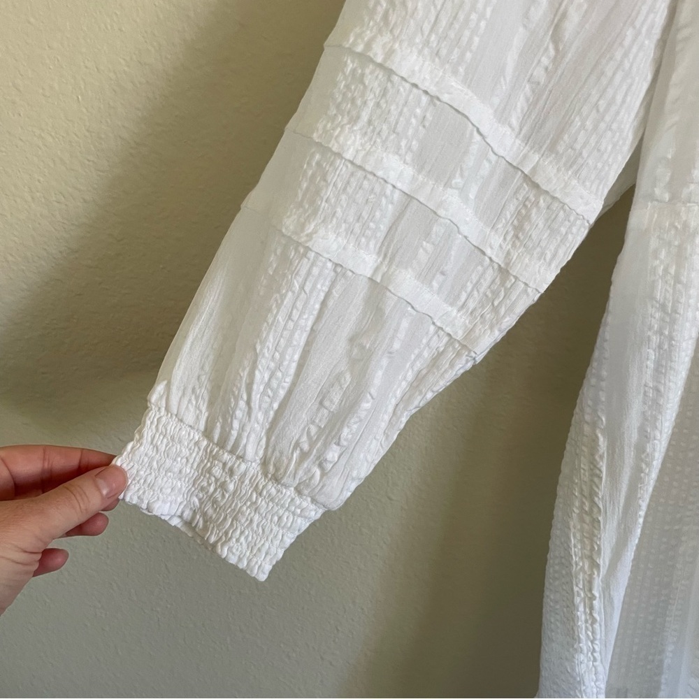 NWT J. Jill Tiered Button Front Dress Ruffle Details White Size XS - Picture 7 of 12